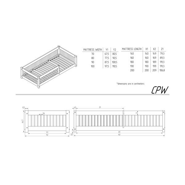 Vaikiška lova iš pušies masyvo natūralios spalvos 140x200 cm Mila CPW – Adeko-image-3