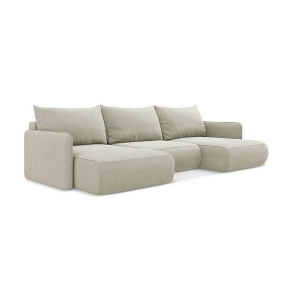 Kreminės spalvos sulankstoma/su sandėliavimo vieta kampinė sofa Nanea – Makamii-image-3