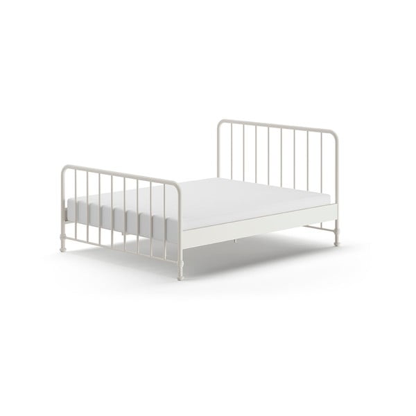 Viengulė lova iš metalo baltos spalvos su lovos grotelėmis 160x200 cm BRONXX – Vipack