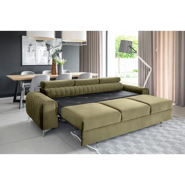 Khaki spalvos iš velveto sulankstoma sofa 261 cm Laurence – ELTAP-image-4