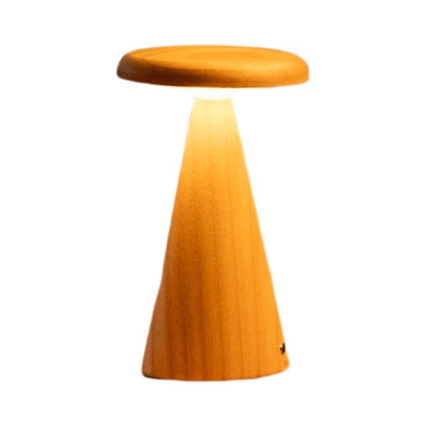 Natūralios spalvos stalinis šviestuvas LED (aukštis 14 cm) su mediniu gaubtu Sylva – Gingko-image-2