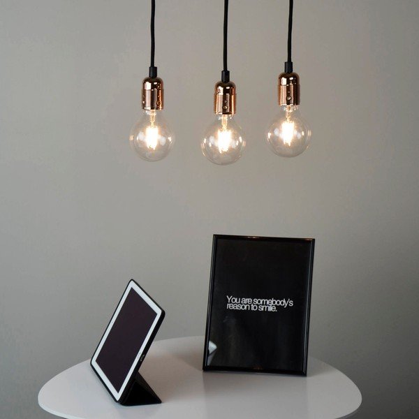 Juodas trijų šakų pakabinamas šviestuvas su vario spalvos detalėmis Sotto Luce Uno-image-1