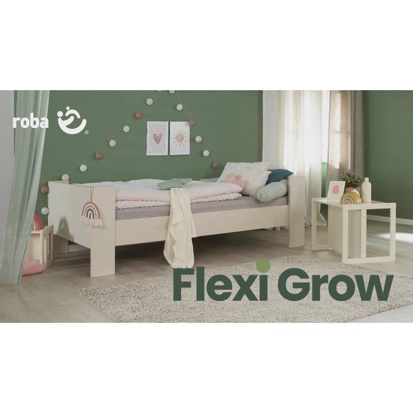 Smėlio spalvos paaukštinta vaikiška lova be grotelių 90x200 cm Loft – Roba-image-2