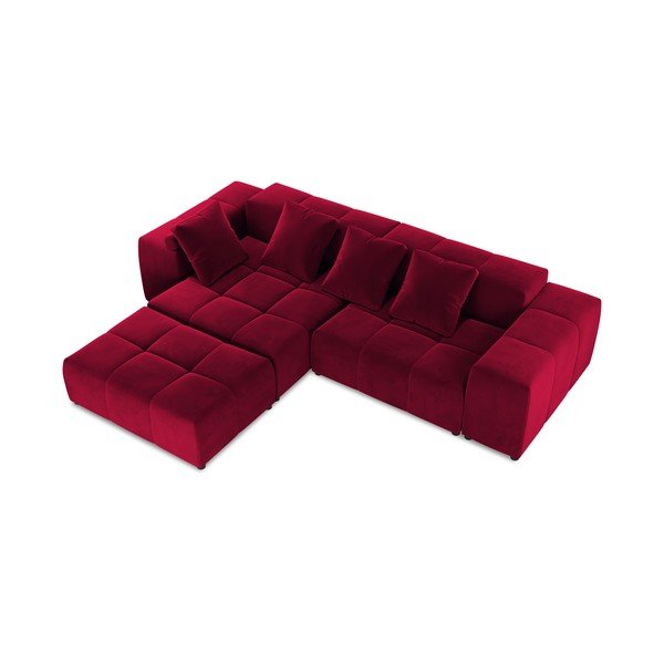 Raudono aksomo kampinė sofa (kintama) Rome Velvet - Cosmopolitan Design-image-3