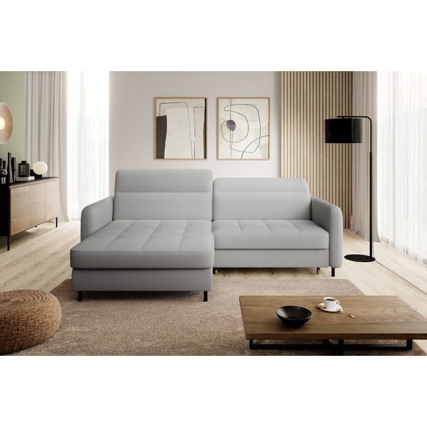 Pilkos spalvos iš boucle sulankstoma/su sandėliavimo vieta kampinė sofa (su kairiuoju kampu/su gultu) Gomsi – ELTAP-image-4