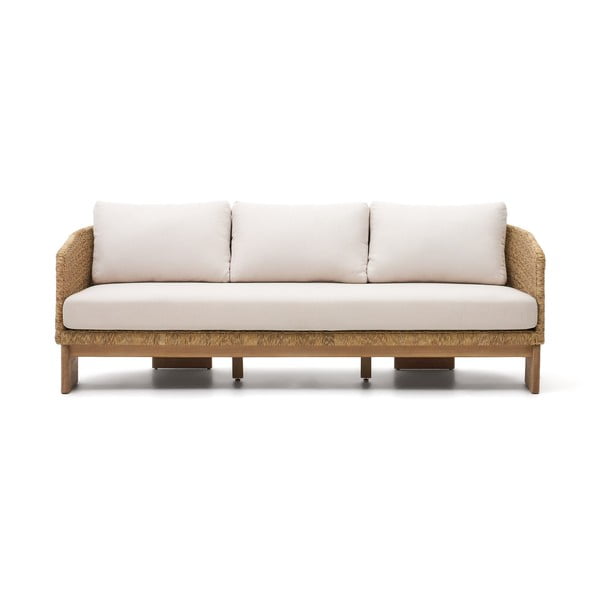 Smėlio spalvos/natūralios spalvos iš dirbtinio rotango sodo sofa Xoriguer – Kave Home