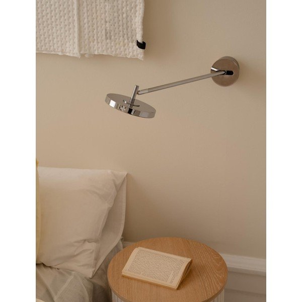 Blizgios sidabrinės spalvos sieninė lempa LED su sulankstoma konstrukcija/su pritemdymo funkcija su kištuku ø 15 cm Asteria Wall Long – UMAGE-image-1