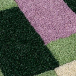 Rankų darbo iš vilnos kilimas žalios spalvos/violetinės spalvos 120x170 cm Kai Wool Border – Flair Rugs