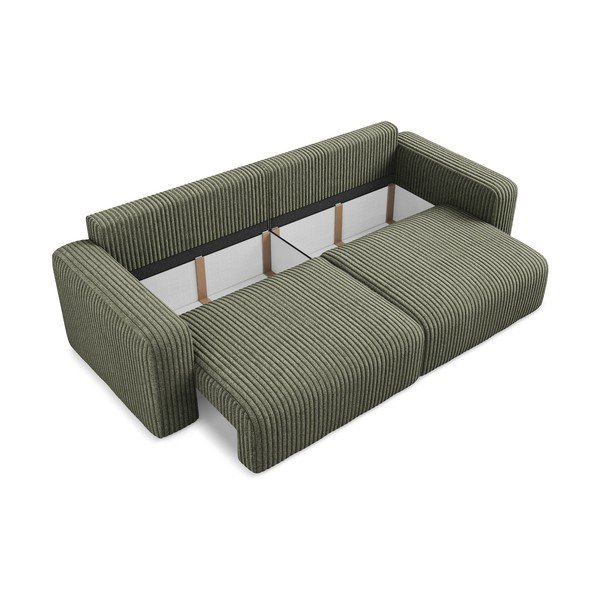 Žalios spalvos sulankstoma/su sandėliavimo vieta sofa iš kordinio velveto 252 cm Kona – Makamii-image-4
