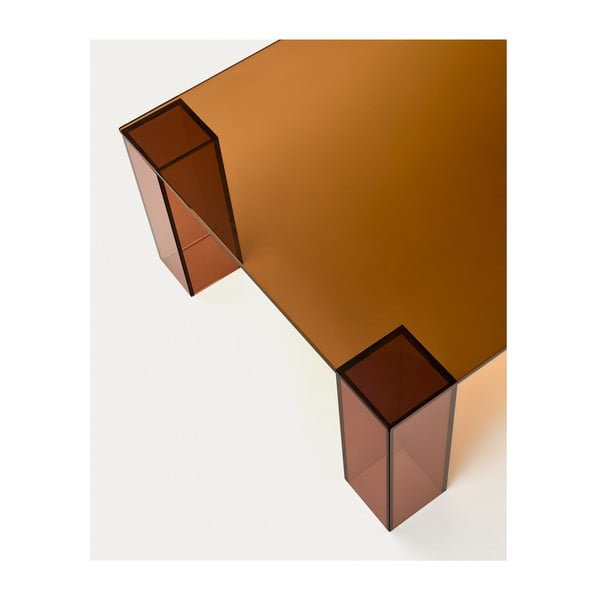 Rudos spalvos iš stiklo kavos staliukas 60x140 cm Adularia – Kave Home-image-3