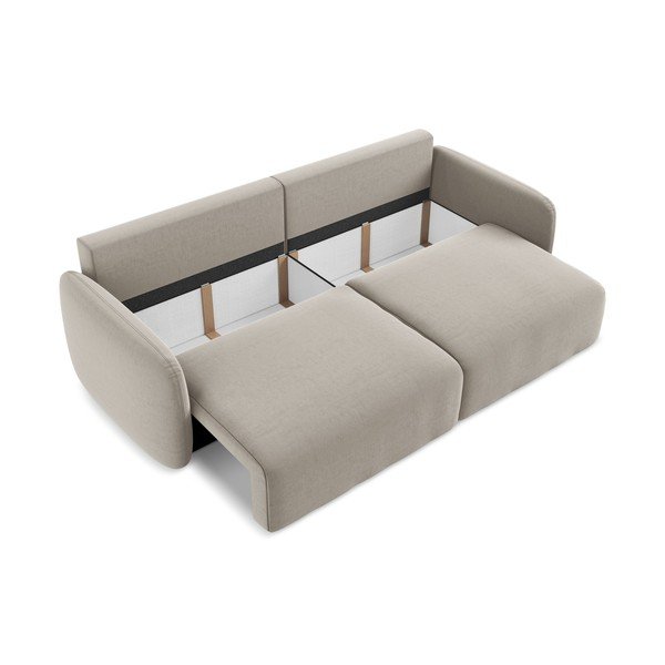 Taupe spalvos sulankstoma/su sandėliavimo vieta sofa iš velveto 238 cm Kalena – Makamii-image-4
