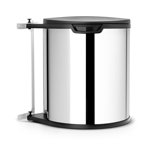 Iš plieno įmontuota šiukšliadėžė blizgios sidabrinės spalvos 15 l – Brabantia