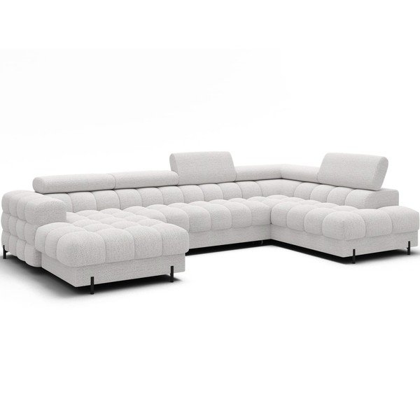 Kreminės spalvos iš boucle sulankstoma kampinė sofa (su dešiniuoju kampu/„U“ formos) Feraria – ELTAP-image-2