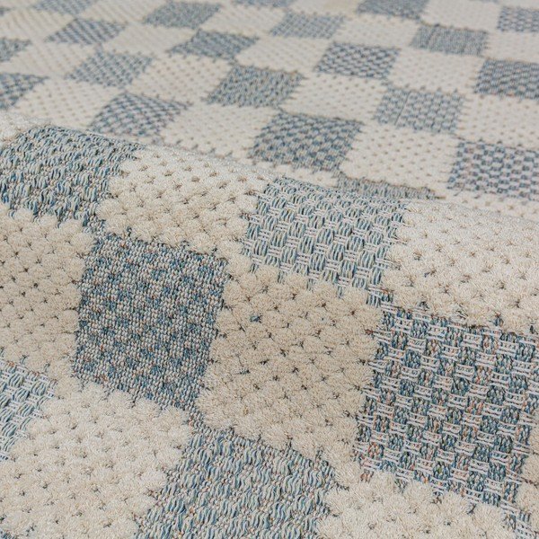 Skalbiamas mėlynos spalvos iš medvilnės mišinio kilimas 80x230 cm Muted Checkerboard – Flair Rugs-image-4