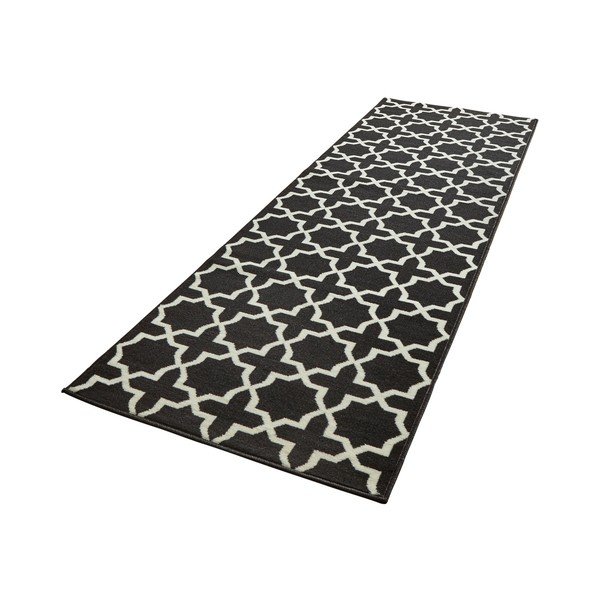 Juodas kilimas su baltomis detalėmis Hanse Home Basic Glam, 80 x 350 cm-image-2