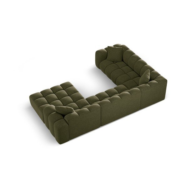 Žalios spalvos iš šenilinio audinio kampinė sofa (su kairiuoju kampu/„U“ formos) Treno – Cosmopolitan Design-image-3