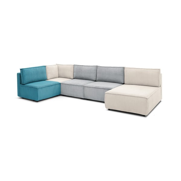 Kampinė sofa iš kordinio velveto („U“ formos/kintama) Nihad modular – Bobochic Paris-image-4