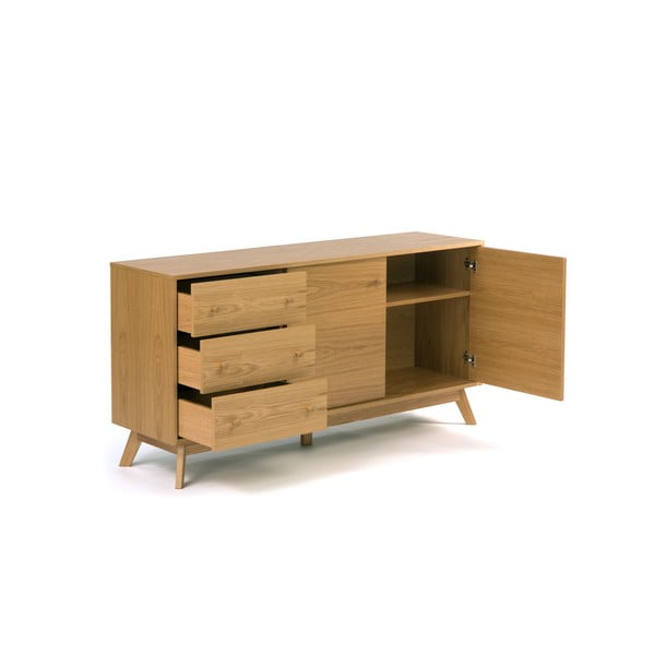 Žema šoninė spintelė natūralios spalvos iš ąžuolo 149x75 cm Kensal – Woodman-image-3