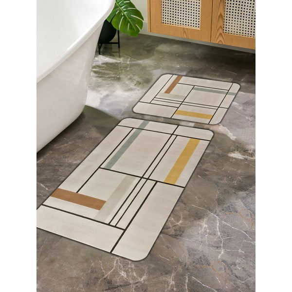 Vonios kilimėliai šviesiai rudos spalvos 2 vnt. 60x100 cm – Mila Home-image-3
