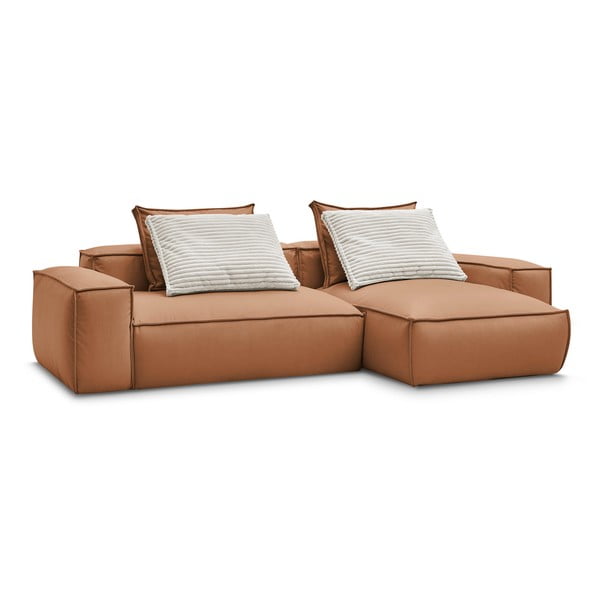 Iš dirbtinės odos kampinė sofa rudos spalvos (kintama) Boheme – Bobochic Paris-image-3