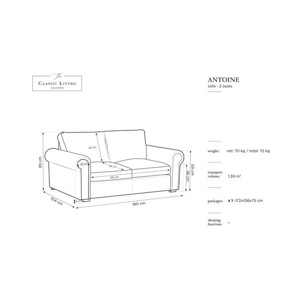 Juoda sofa "Windsor & Co Sofas Hermes", 104 cm-image-1