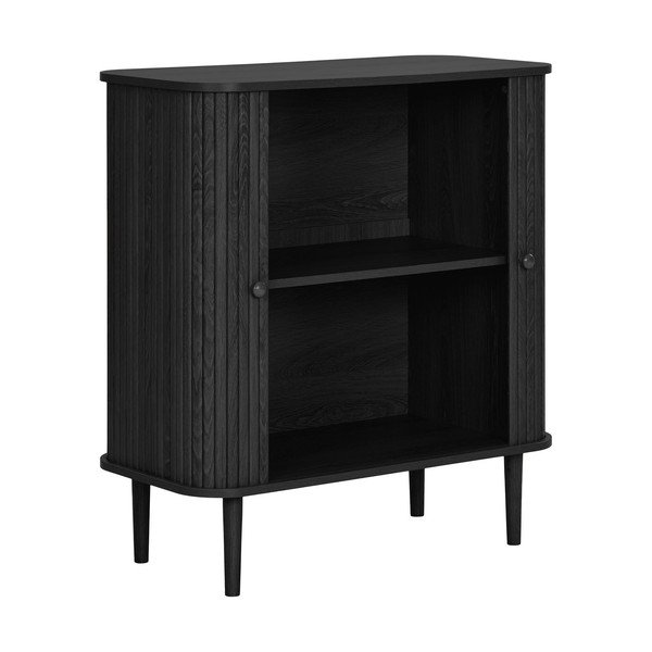 Juodos spalvos iš pušies masyvo šoninė spintelė 80x87x40 cm Nikko – House Nordic-image-3