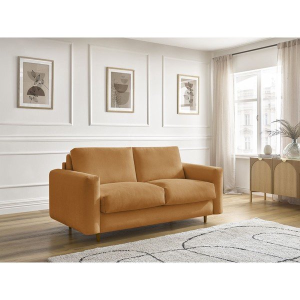 Garstyčių spalvos sofa miegojimui/sulankstoma 220 cm Cocoone – Bobochic Paris-image-1