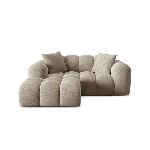 Šviesiai rudos spalvos iš šenilinio audinio kampinė sofa (su kairiuoju kampu/su gultu) Treno – Cosmopolitan Design