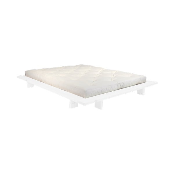 Pušies medienos dvigulė lova su čiužiniu Karup Design Japan Double Latex, White/Natural, 160 x 200 cm