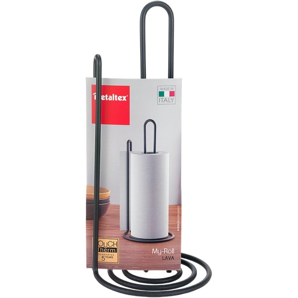 Černý držák na kuchyňské utěrky Metaltex My Roll Lava-image-4