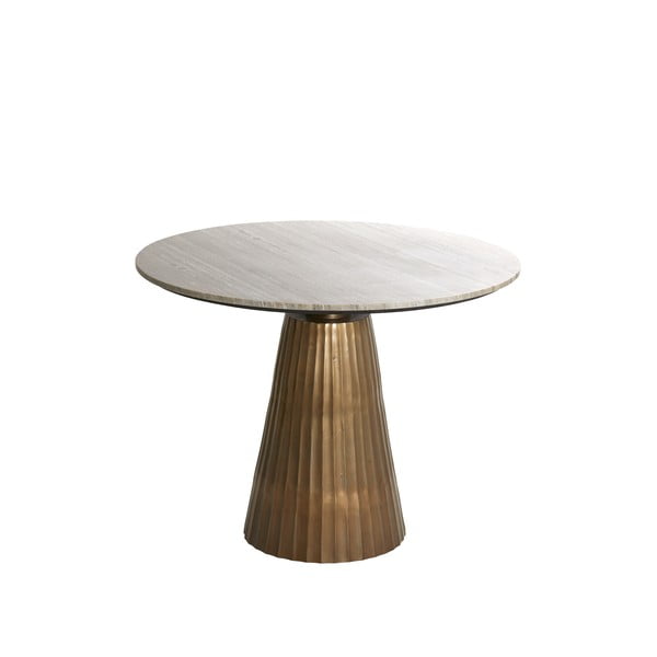 Apvalios formos valgomojo stalas bronzinės spalvos/natūralios spalvos su marmuro dekoro stalviršiu ø 100 cm Rianne – Light & Living-image-2