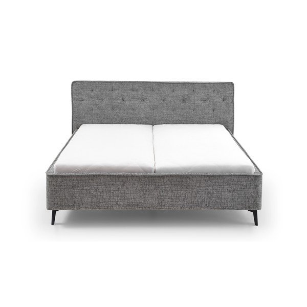 Pilkos spalvos dvigulė lova audiniu dengta be grotelių 180x200 cm Alicante – Meise Möbel-image-3