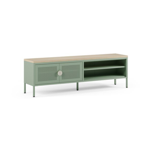 Mėtų spalvos/natūralios spalvos iš metalo TV spintelė 160x50x35 cm Sayla – Marckeric-image-4