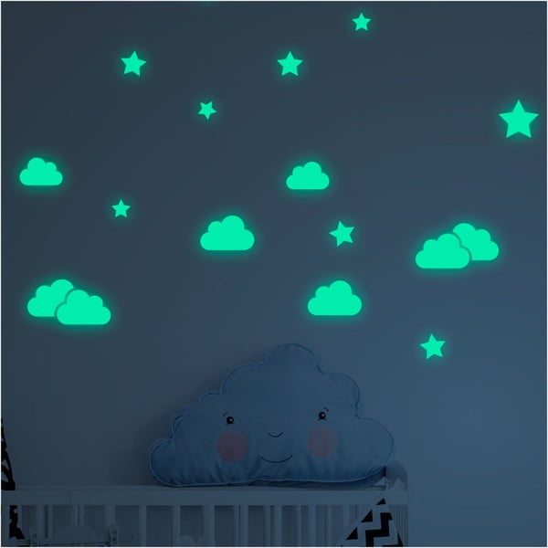 Vaikiški šviečiantys sienų lipdukai Ambiance Clouds and Stars