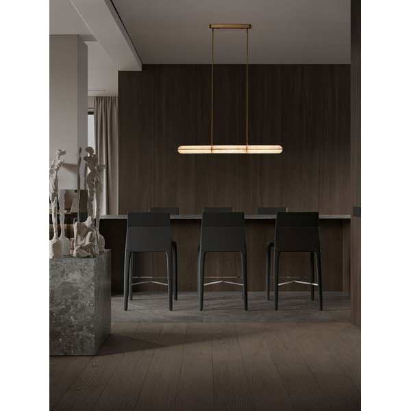 Žalvario spalvos iš metalo kabantis šviestuvas LED su pritemdymo funkcija su stiklo gaubtu Gloree – Nova Luce-image-1