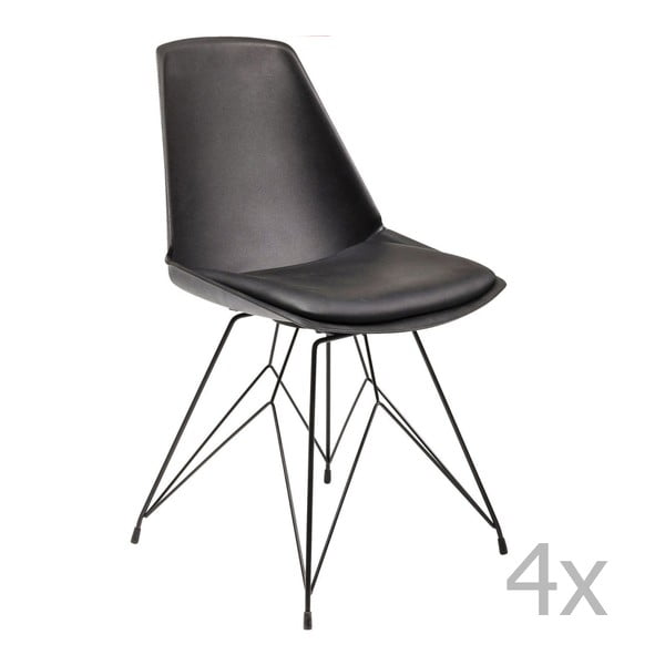 4 juodų kėdžių rinkinys "Kare Design Wire Black