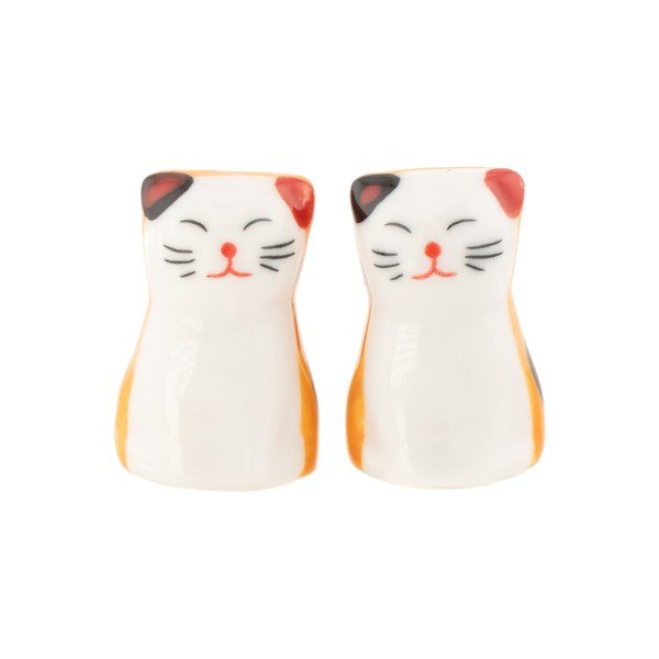 Baltos spalvos/oranžinės spalvos iš porceliano lazdelių atrama 2 vnt. 5 žmonėms Cat – Sass & Belle-image-2