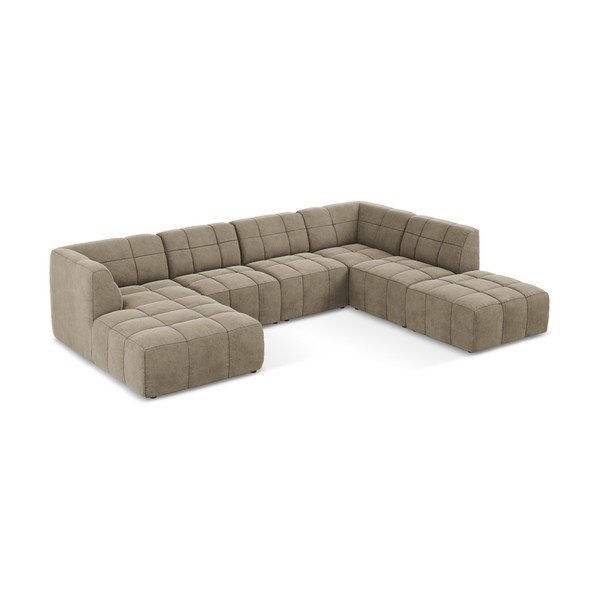 Rudos spalvos kampinė sofa iš velveto („U“ formos) Aloha – Makamii-image-3