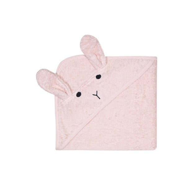 Rožinės spalvos medvilninis vaikiškas rankšluostis su gobtuvu Kindsgut Rabbit
