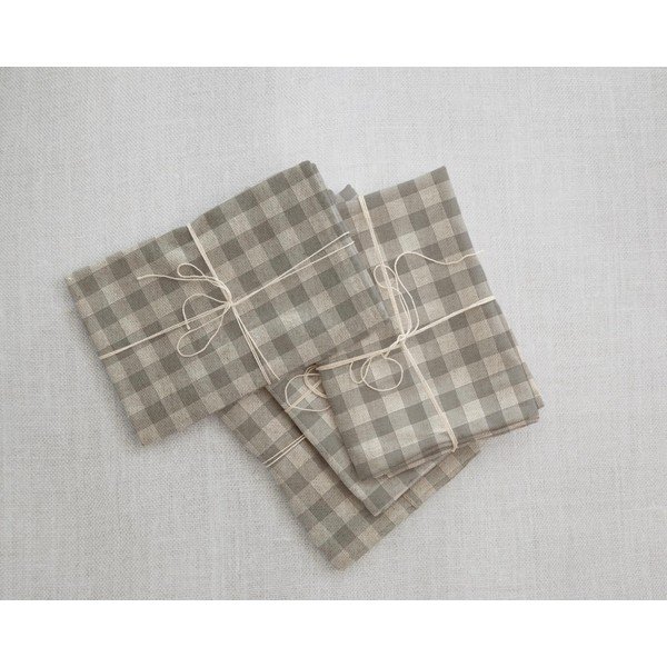 4 lininių servetėlių rinkinys Really Nice Things Grey Vichy, 43 x 43 cm-image-2