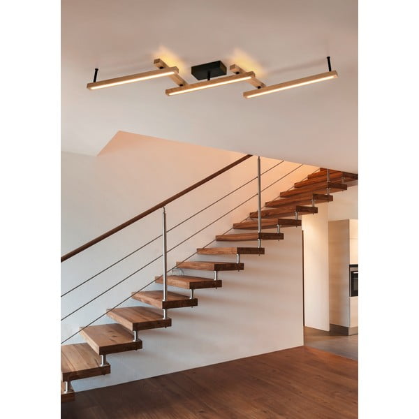 Lubinis šviestuvas juodos spalvos/natūralios spalvos LED su nuotolinio valdymo funkcija 10x180 cm Bellari – Trio-image-2