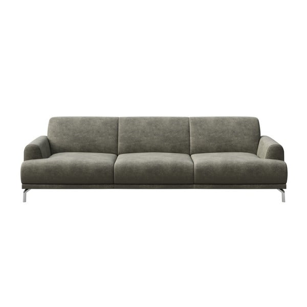 Pilka dirbtinės odos sofa MESONICA Puzo, 240 cm