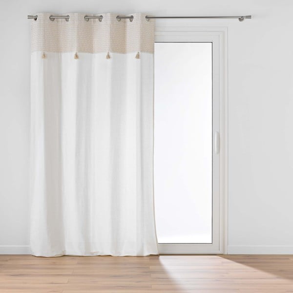 Baltos spalvos/smėlio spalvos iš medvilnės mišinio užuolaida 140x240 cm Milano – douceur d'intérieur