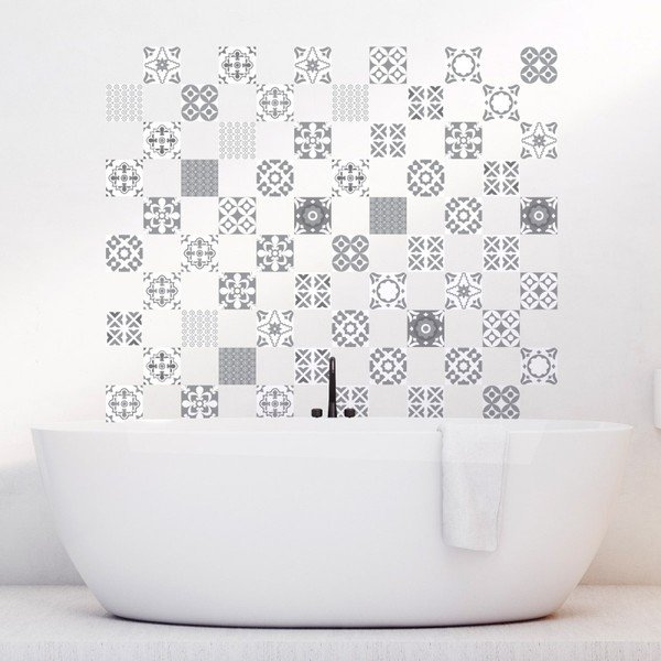 60 sieninių lipdukų rinkinys Ambiance Wall Decal Tiles Artistic Shade of Grey, 20 x 20 cm-image-3