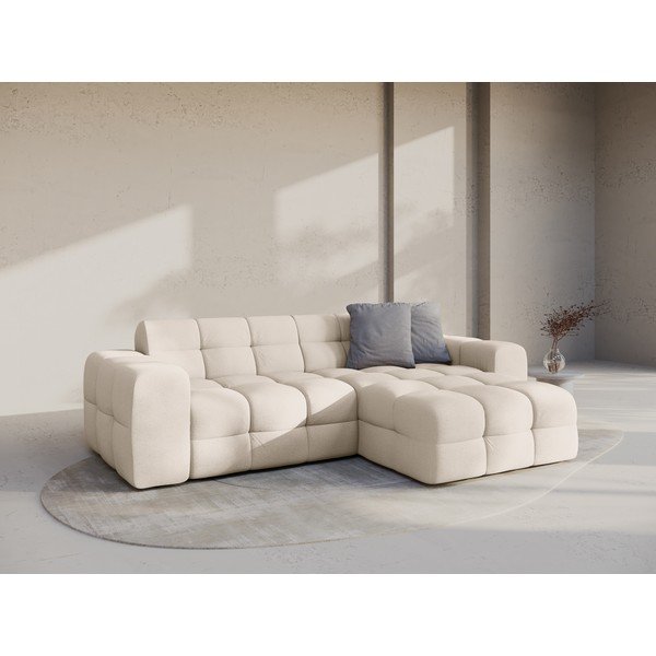 Smėlio spalvos kampinė sofa (su dešiniuoju kampu/su gultu) Kendal – Micadoni -image-1