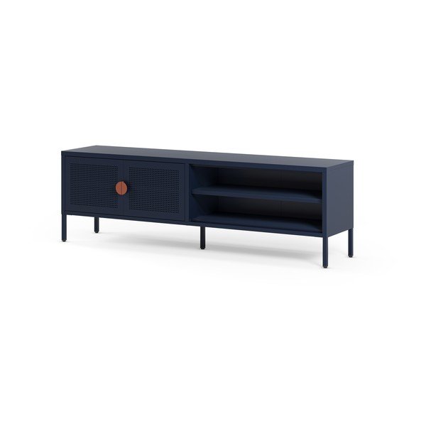 Tamsiai mėlynos spalvos iš metalo TV spintelė 160x50x35 cm Sayla – Marckeric-image-3