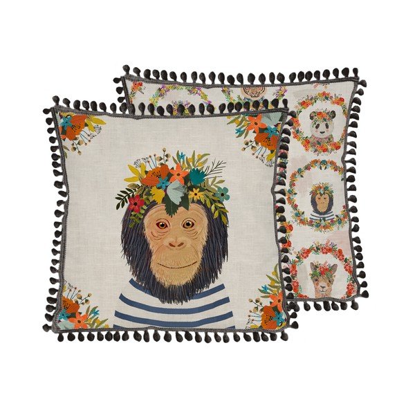 Lininė pagalvėlė Really Nice Things Floral Monkey, 45 x 45 cm-image-1