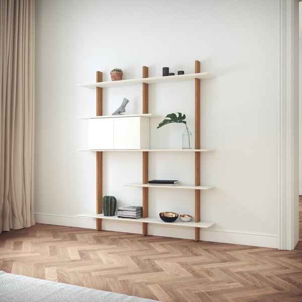 Baltos spalvos lentynų sistema su ąžuolo konstrukcija Tenzo Bridge, plotis 162 cm-image-3