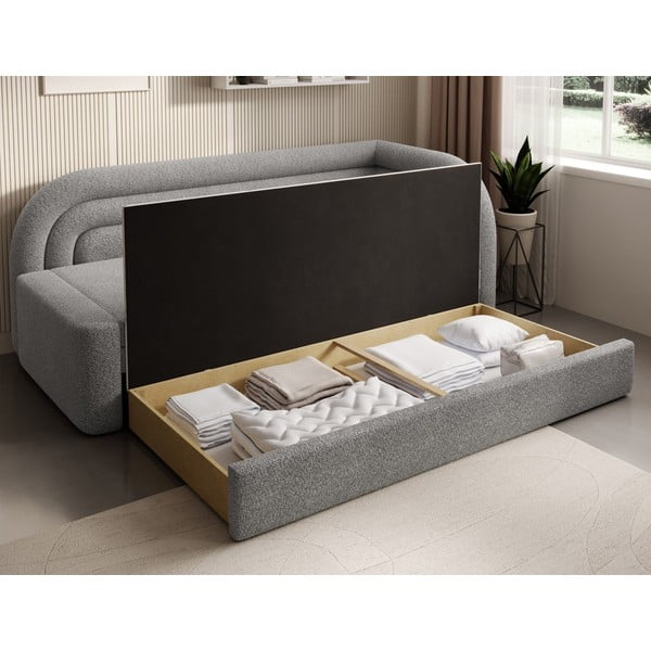 Pilkos spalvos iš boucle sulankstoma/su sandėliavimo vieta sofa su dešiniuoju kampu 223 cm Fabillo – ELTAP-image-4