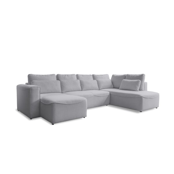 Šviesiai pilka kampinė sofa-lova (U formos) Homely Tommy - Miuform